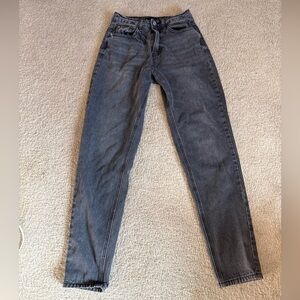 Riot Missguided High Rise Mom Jean Tapered Leg Faded Black Denim | Women's 2R